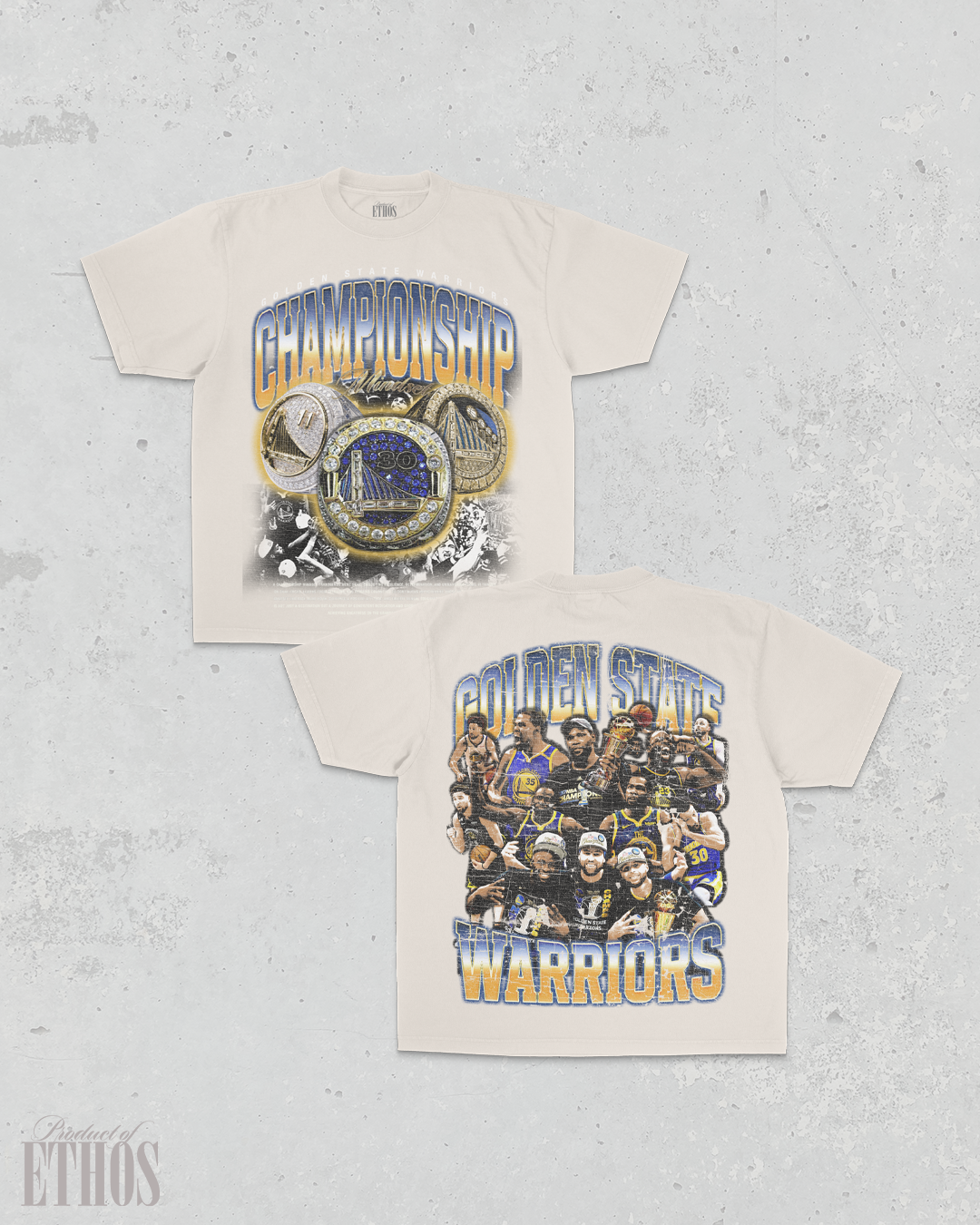 Warriors 3 Peat Cream Tee